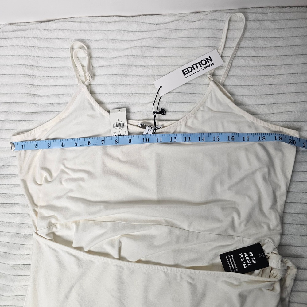 NWT‎ Express Womens Ivory Spaghetti Strap Tank Dress XL Wedding Graduation Luxe - Picture 4 of 10